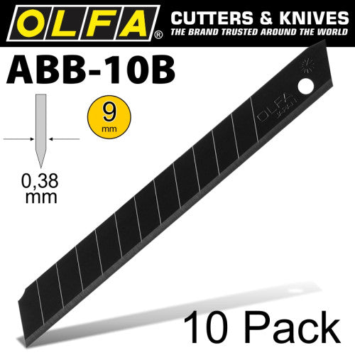 OLFA ABB 9mm Snap off Blades Ultra Sharp Excel Black