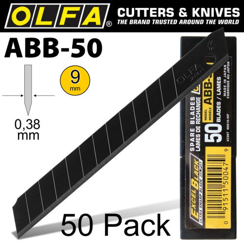 OLFA ABB 9mm Snap off Blades Ultra Sharp Excel Black