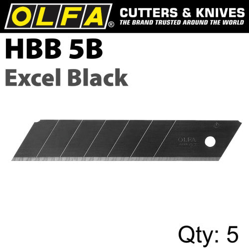 OLFA HBB 25mm Snap off Blades Ultra Sharp Excel Black 5 Pack