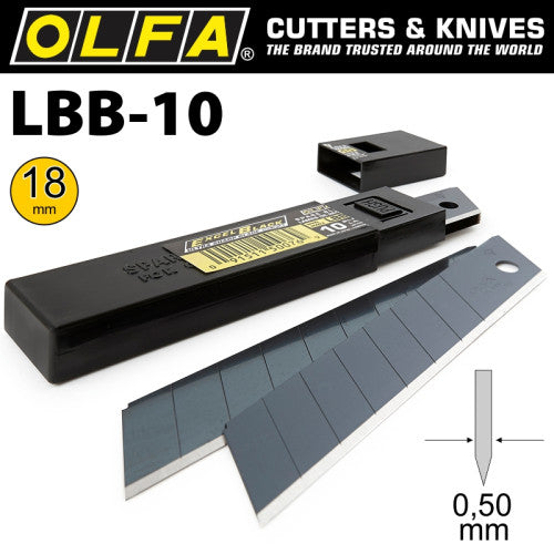 OLFA LBB 18mm Snap off Blades Ultra Sharp Excel Black 10 Pack