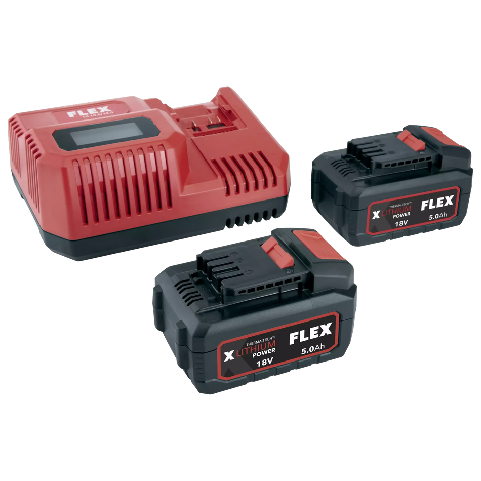 FLEX Battery and Charger kit 2x 5.0Ah Li Packs