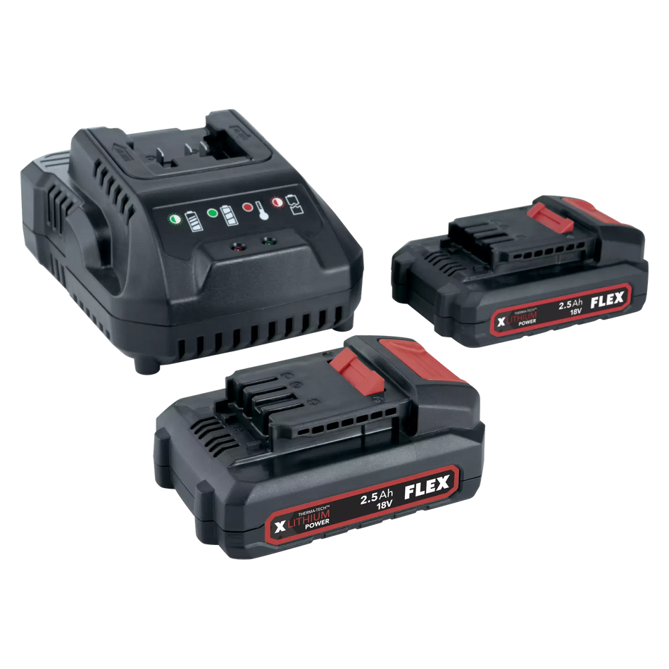 FLEX Battery and Charger kit 2x 2.5Ah Li Packs