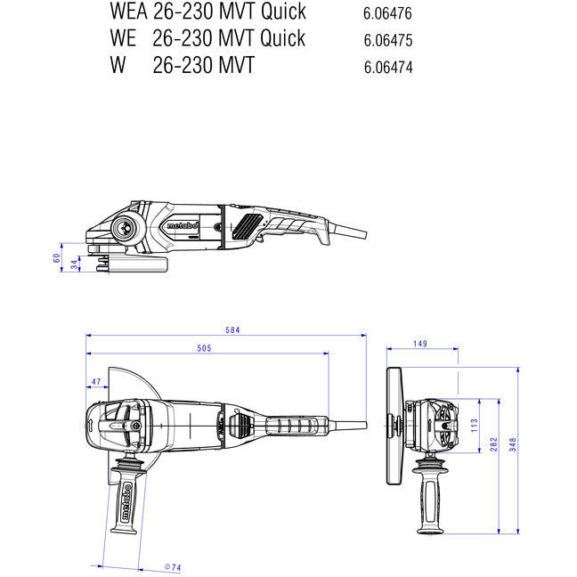 Metabo W26-230 Angle grinder 230mm 2600watt