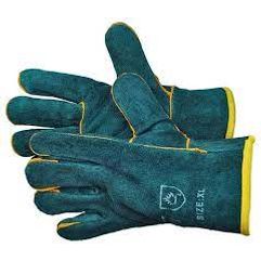 Glove Green Lined Leather Welted Seams