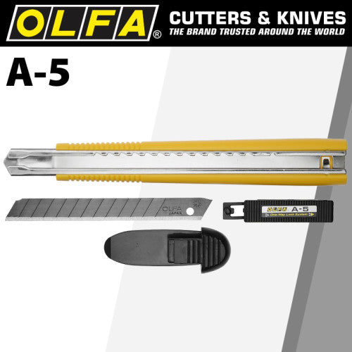 OLFA A-5 Snap off Knife 9mm One way Lock with Black Blade