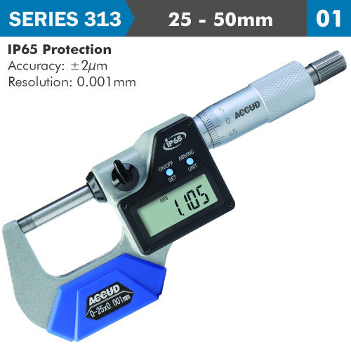 Accud Digital Outside Micrometer IP65 Series 313