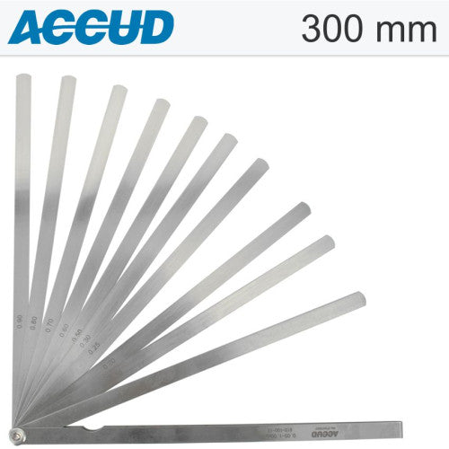 Accud Feeler Gauge 0.05-1.00mm 13 Blades 300mm