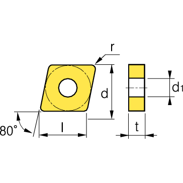 Carbide Turning Insert CNMG120408-B25 Rhombic 80' Negative