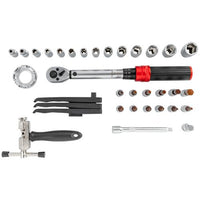 Bicycle Torque Wrench 5-25Nm 1/4dr set 34 piece