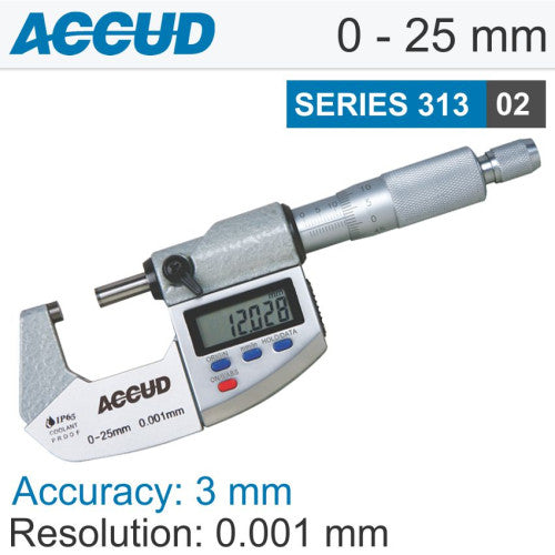 Accud Digital Outside Micrometer IP65 Series 313