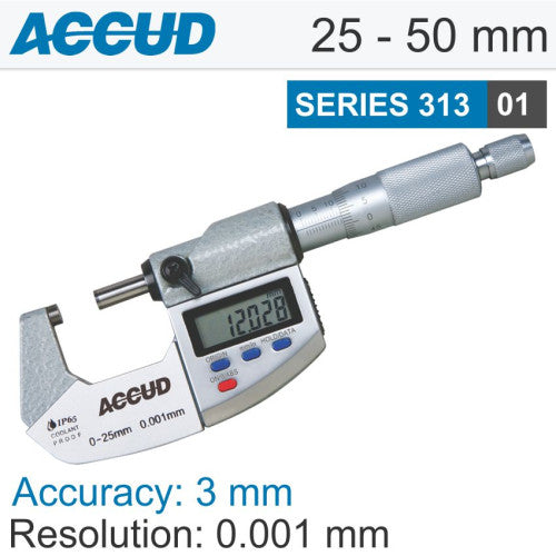 Accud Digital Outside Micrometer IP65 Series 313